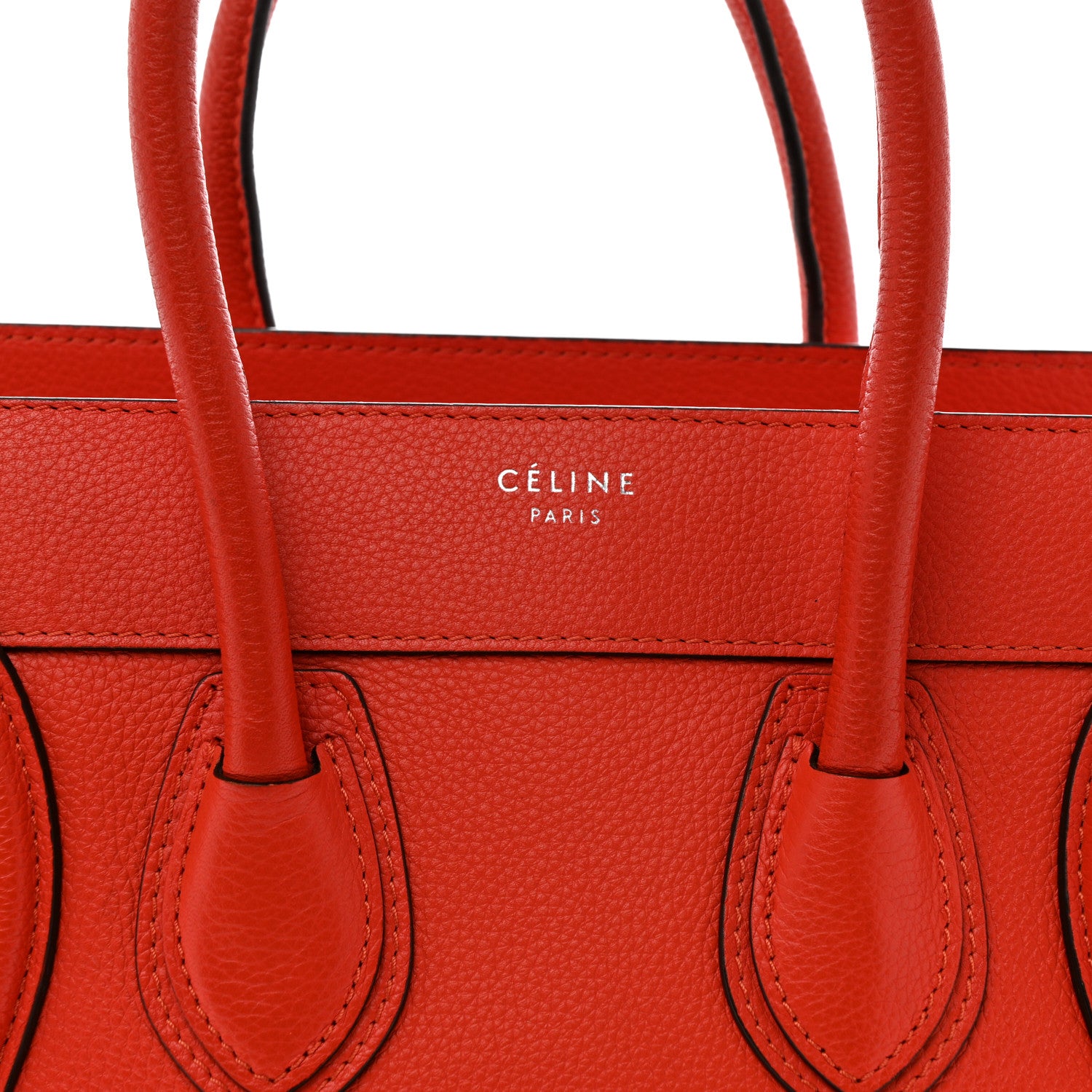 Celine Pebbled Calfskin Micro Luggage Vermillion 7 of 13