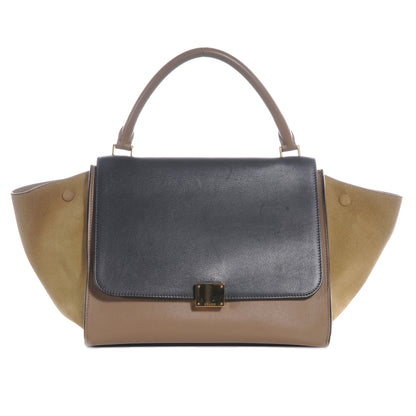 Celine Calfskin and Suede Small Tri-Color Trapeze Navy 1 of 7