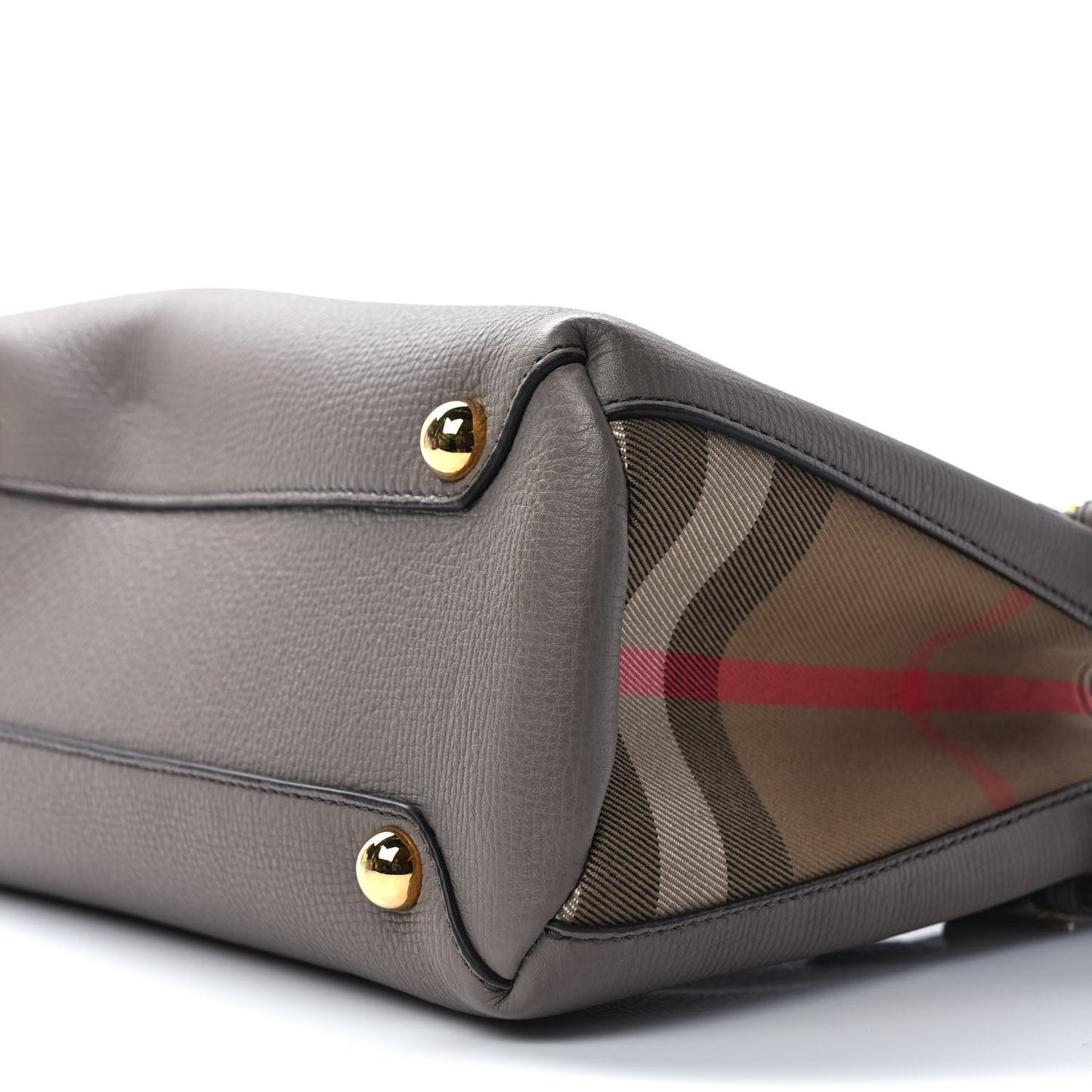 Derby Calfskin House Check Small Banner Tote Thistle Grey