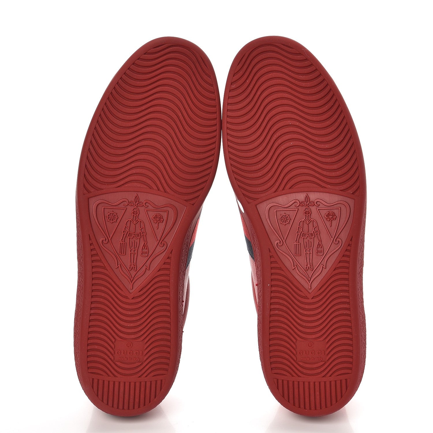 Gucci Miro Soft Calfskin Laminated Ayers Web Bee Embroidered Mens Ace Sneakers 10.5 Hibiscus Red Red Flame Notte 5 of 9