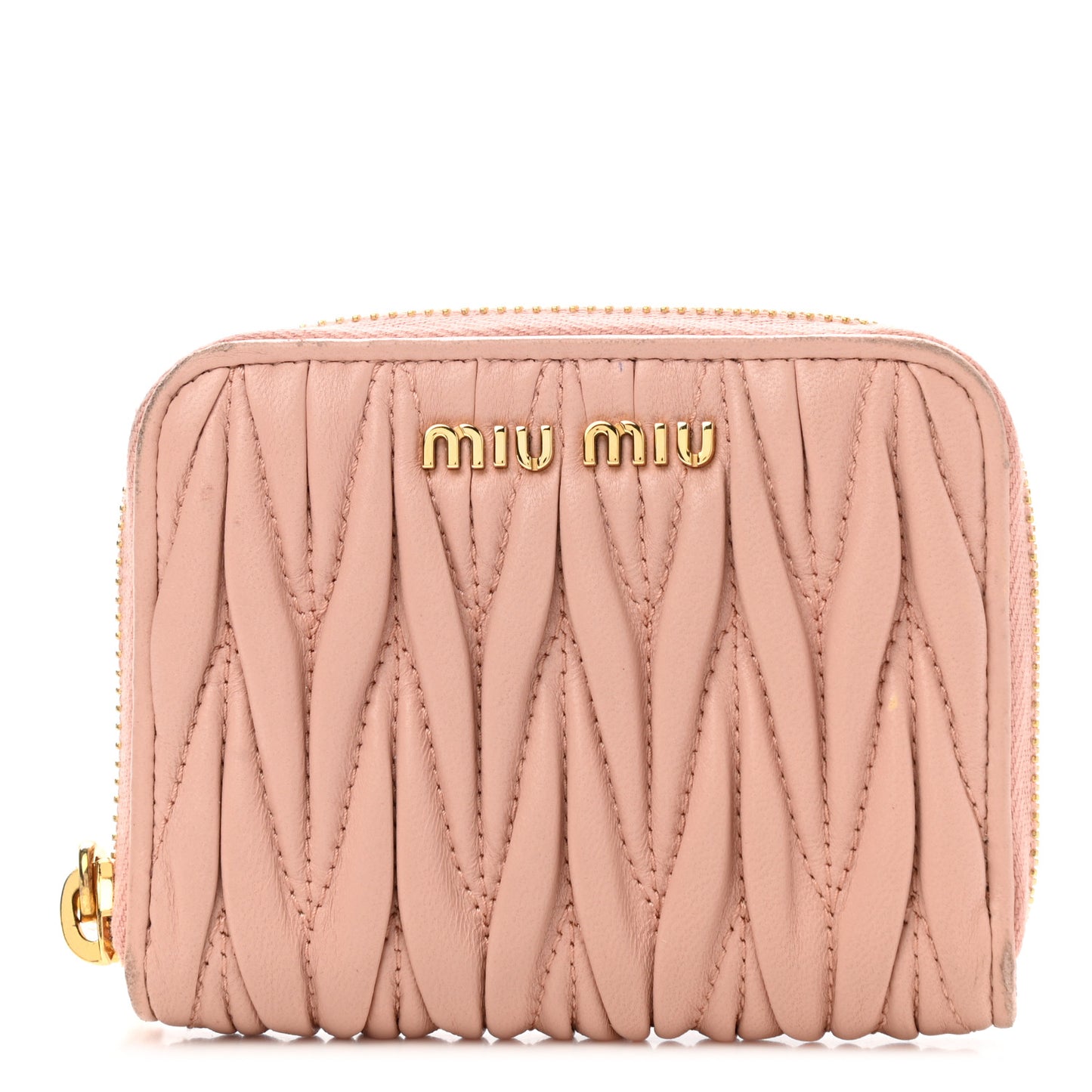 Nappa Matelasse Zip Around Compact Wallet Orchidea