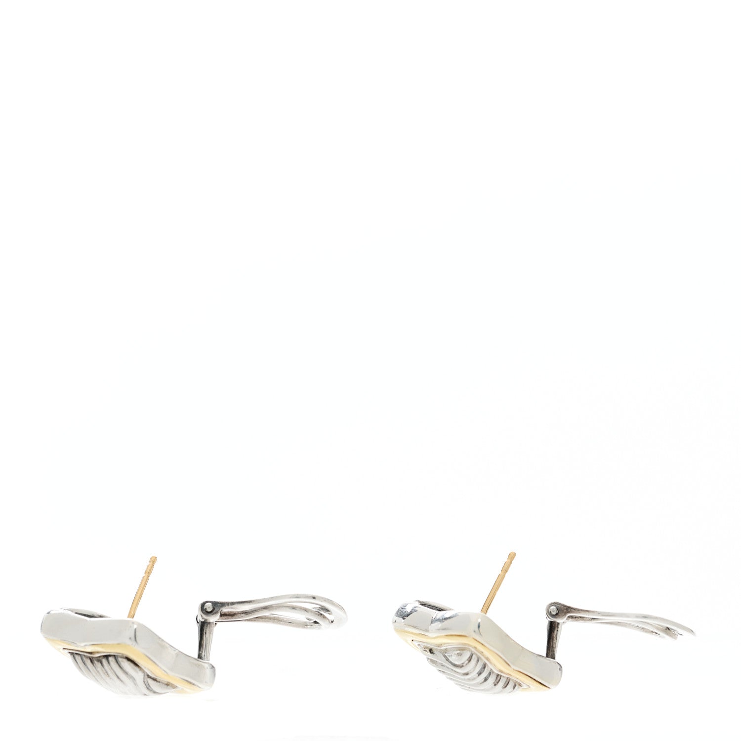 David Yurman Sterling Silver 18K Yellow Gold Quatrefoil Earrings 3 of 4