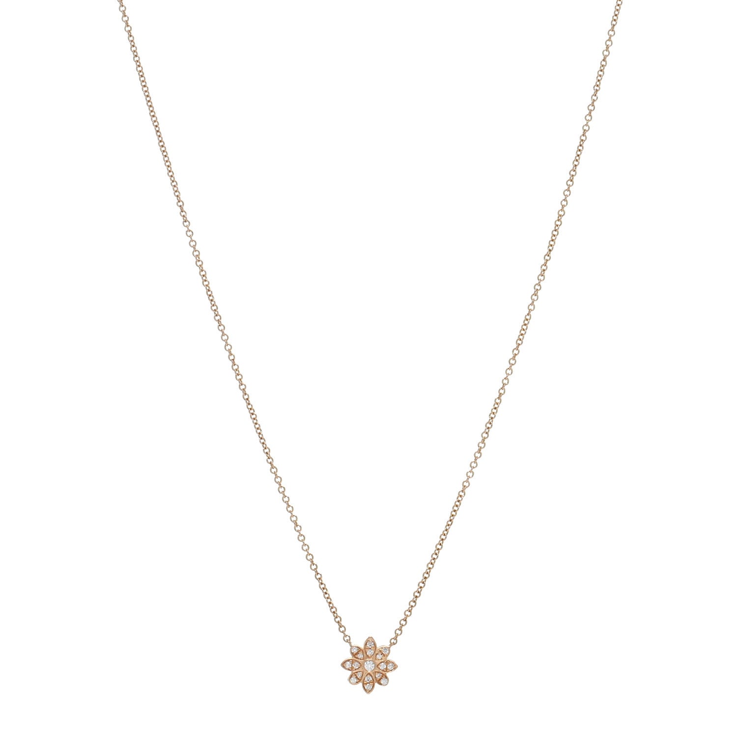 Tiffany 18K Rose Gold Diamond Enchant Flower Pendant Necklace 1 of 5