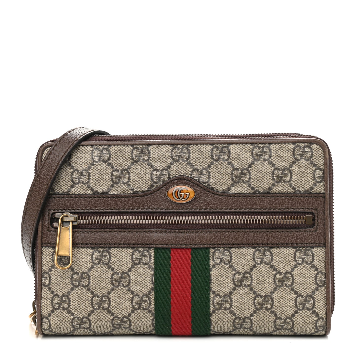GG Supreme Monogram Web Ophidia Double Zip Shoulder Bag Beige New Acero
