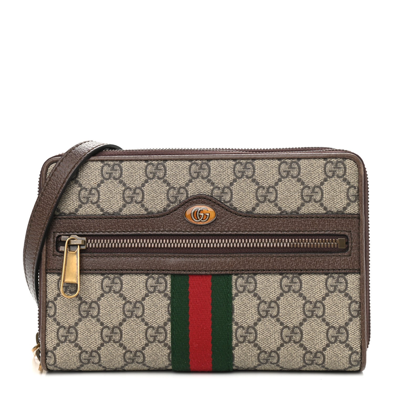 Gucci GG Supreme Monogram Web Ophidia Double Zip Shoulder Bag Beige New Acero 1 of 10