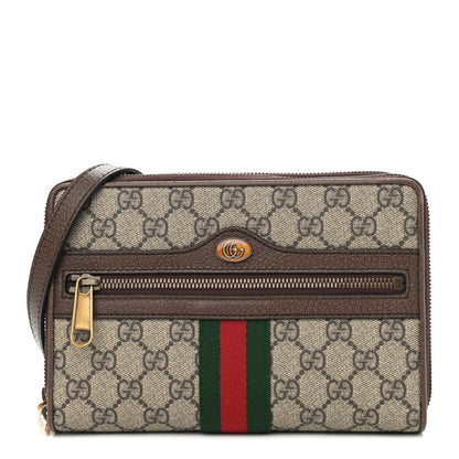Gucci GG Supreme Monogram Web Ophidia Double Zip Shoulder Bag Beige New Acero 1 of 10