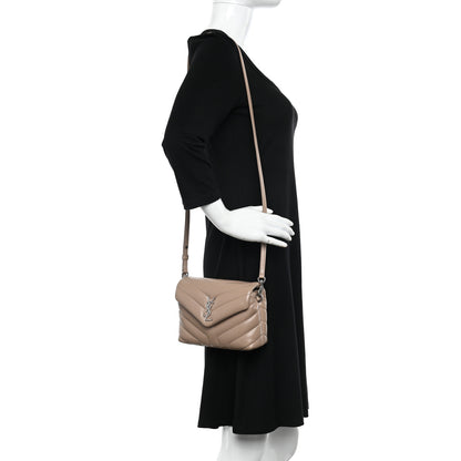 Saint Laurent Calfskin Y Quilted Monogram Toy Loulou Crossbody Bag Dark Beige 2 of 16