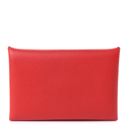 Hermes Evercolor Calvi Card Case Rouge De Coeur 1 of 10