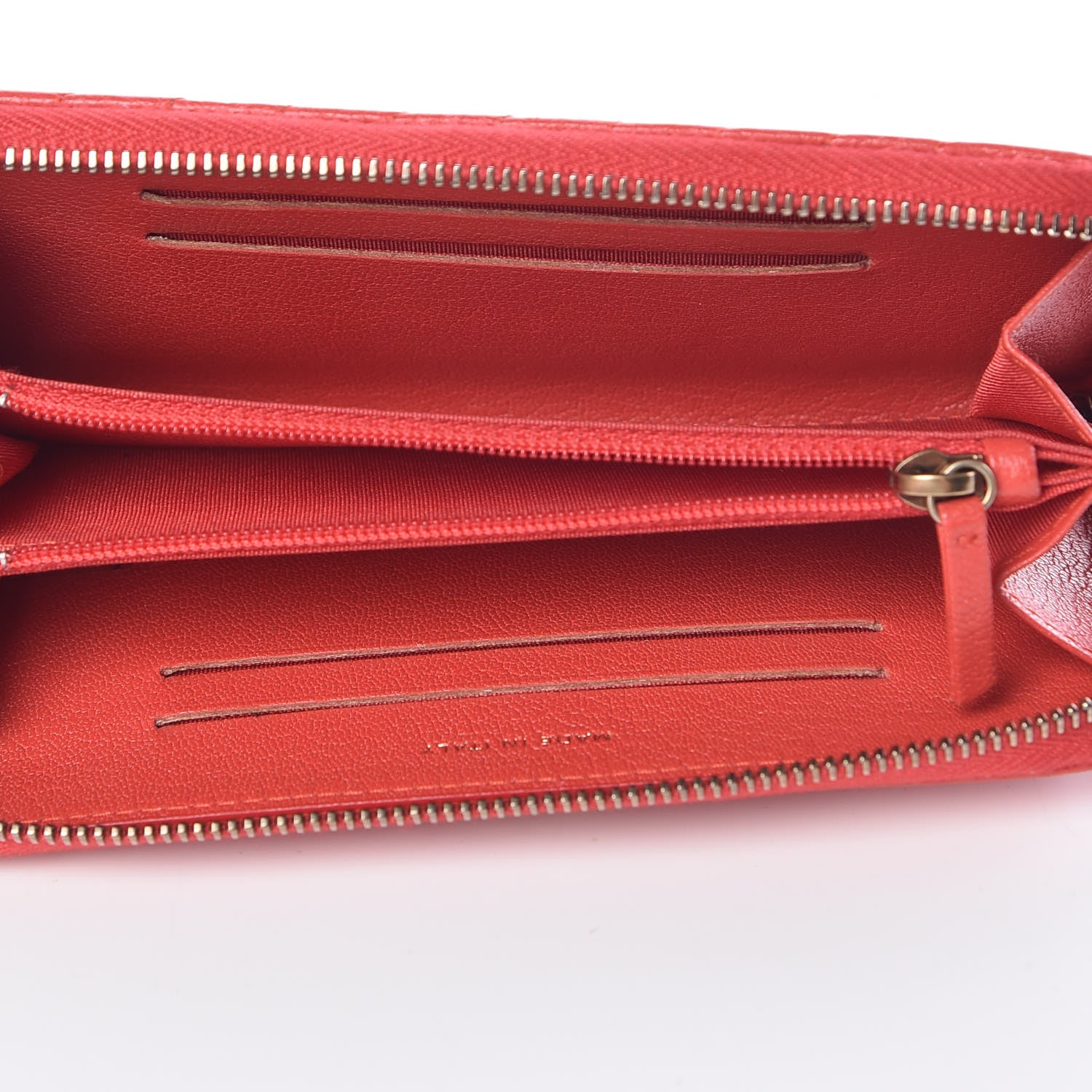 Chanel Shiny Goatskin Diagonal Quilted Small Zip Around Wallet Red 5 of 13