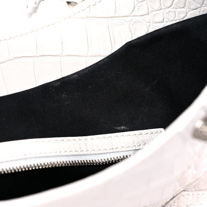 Balenciaga Extra Supple Calfskin Crocodile Embossed Medium Le Cagole Shoulder Bag White 11 of 13