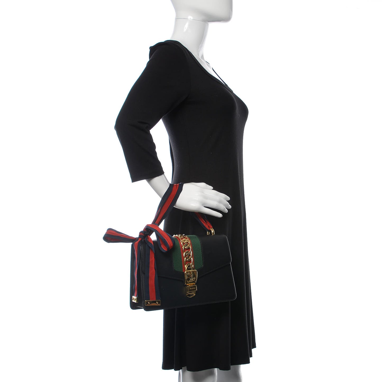 Calfskin Small Sylvie Shoulder Bag Black