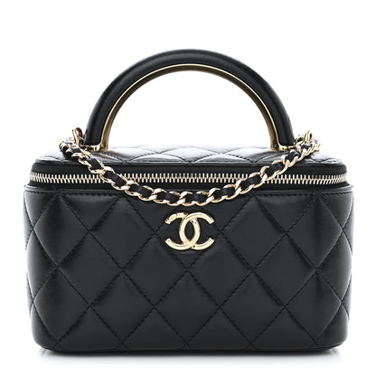 Chanel Lambskin Quilted Small Charming Top Handle Vanity Case With Chain Black 1 of 14