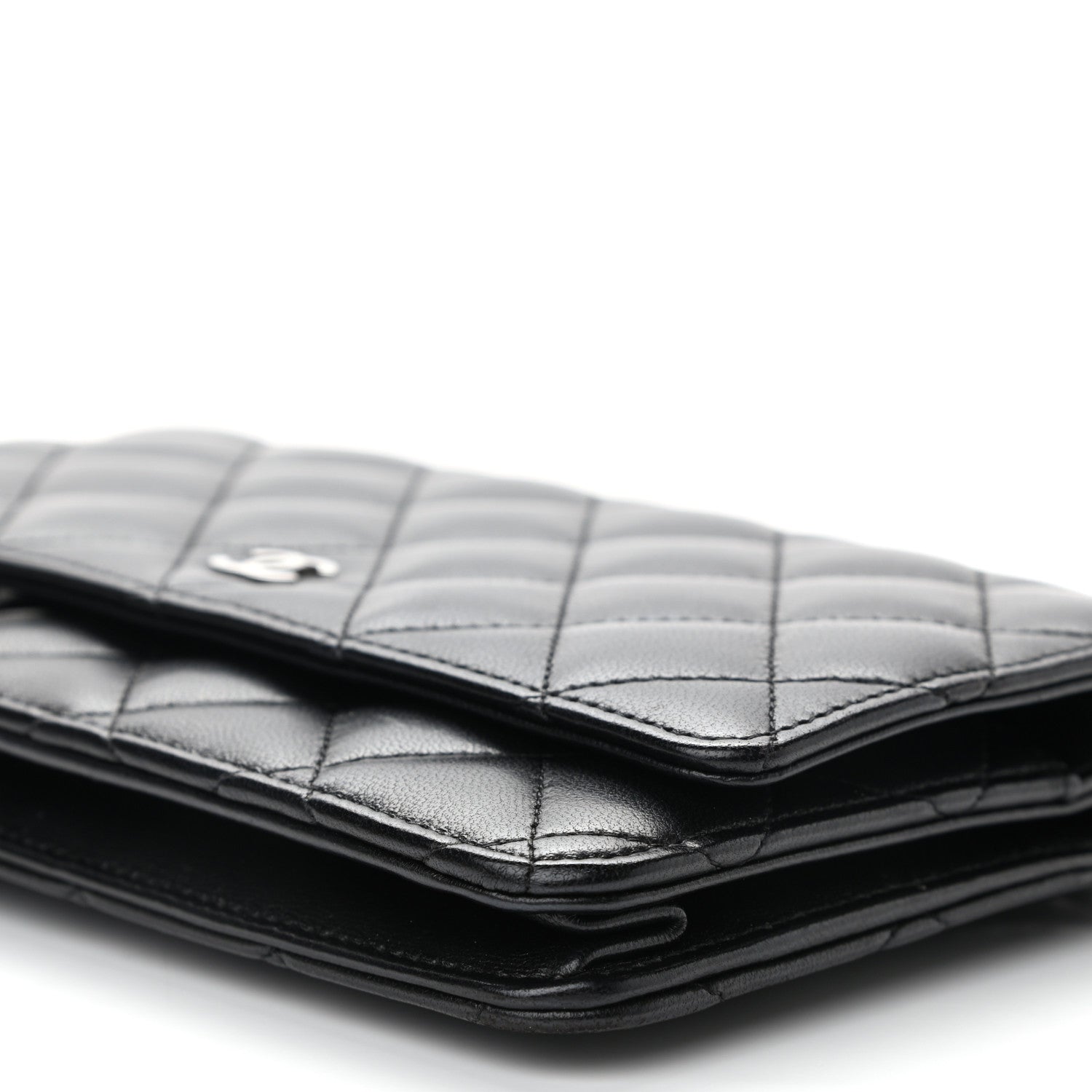 Chanel Lambskin Quilted Wallet On Chain WOC Black 11 of 12