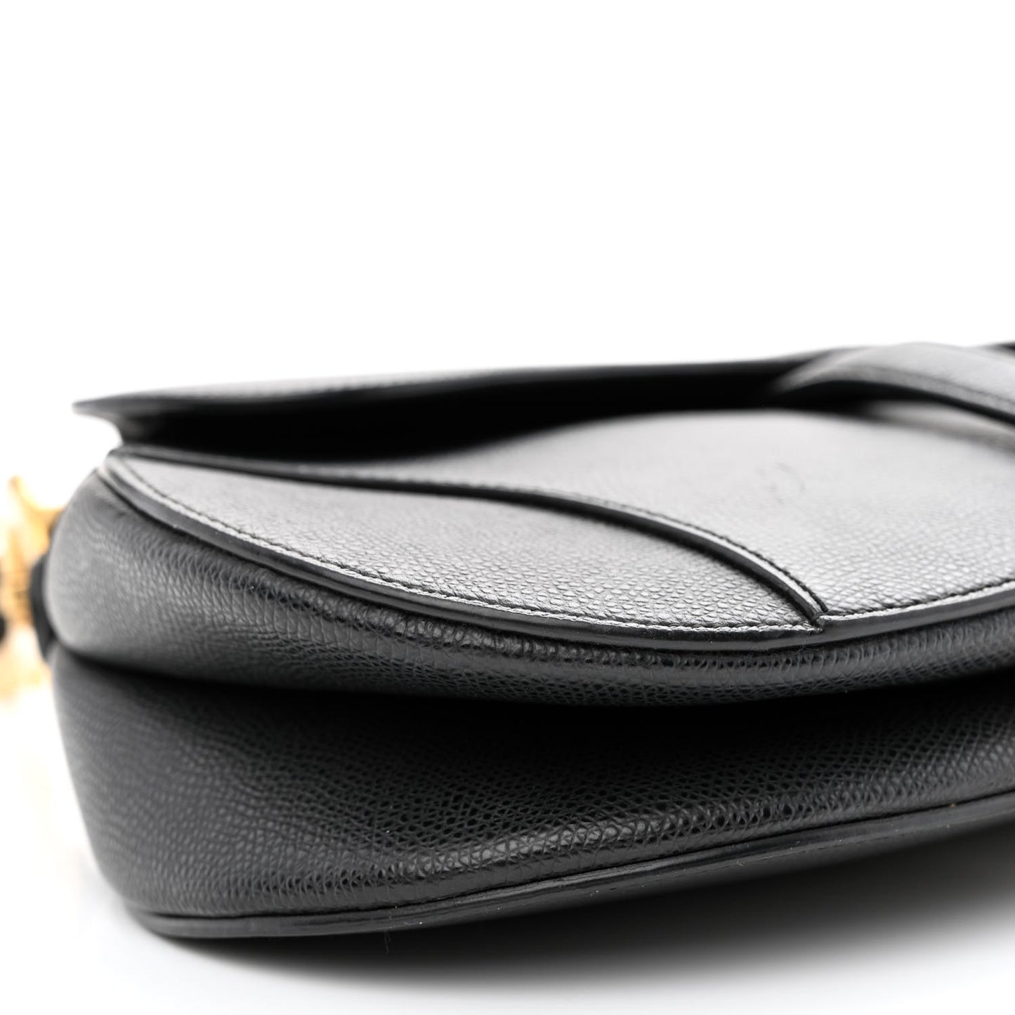 Grained Calfskin Saddle Bag Black