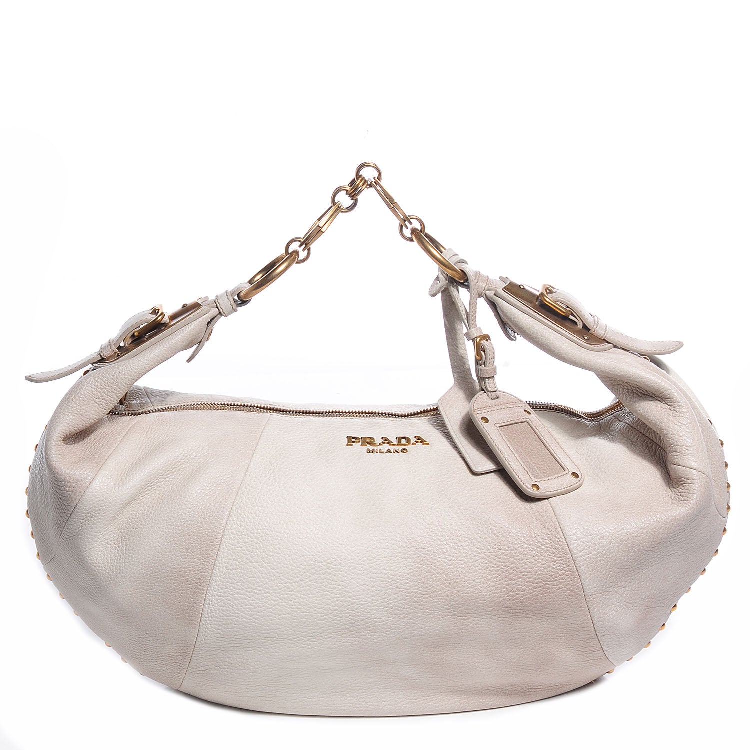 Prada Deerskin Tamponato Hobo White 1 of 11