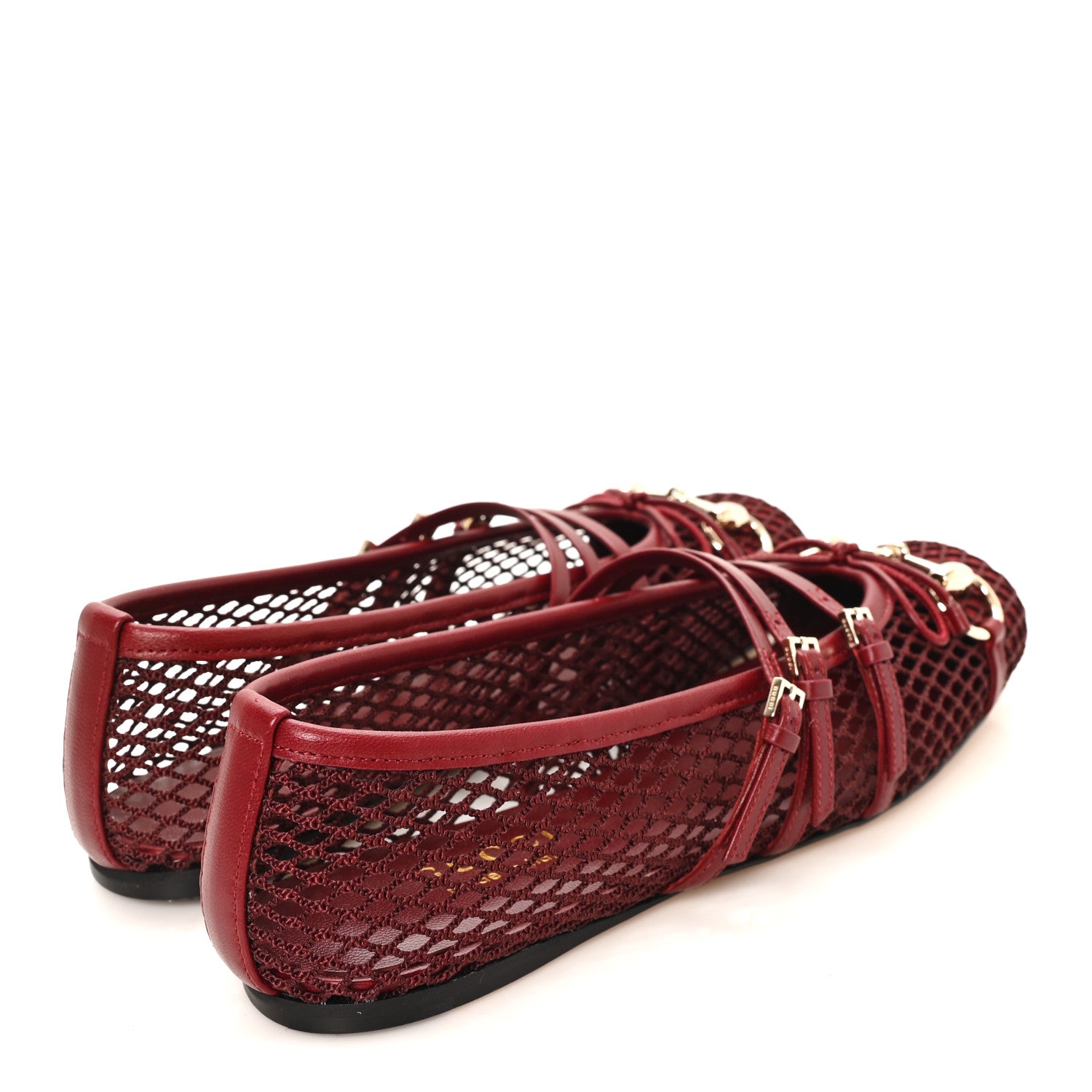 Gucci Video Net Nappa Horsebit Ballerina Flats 36 Rosso Ancora 6 of 9