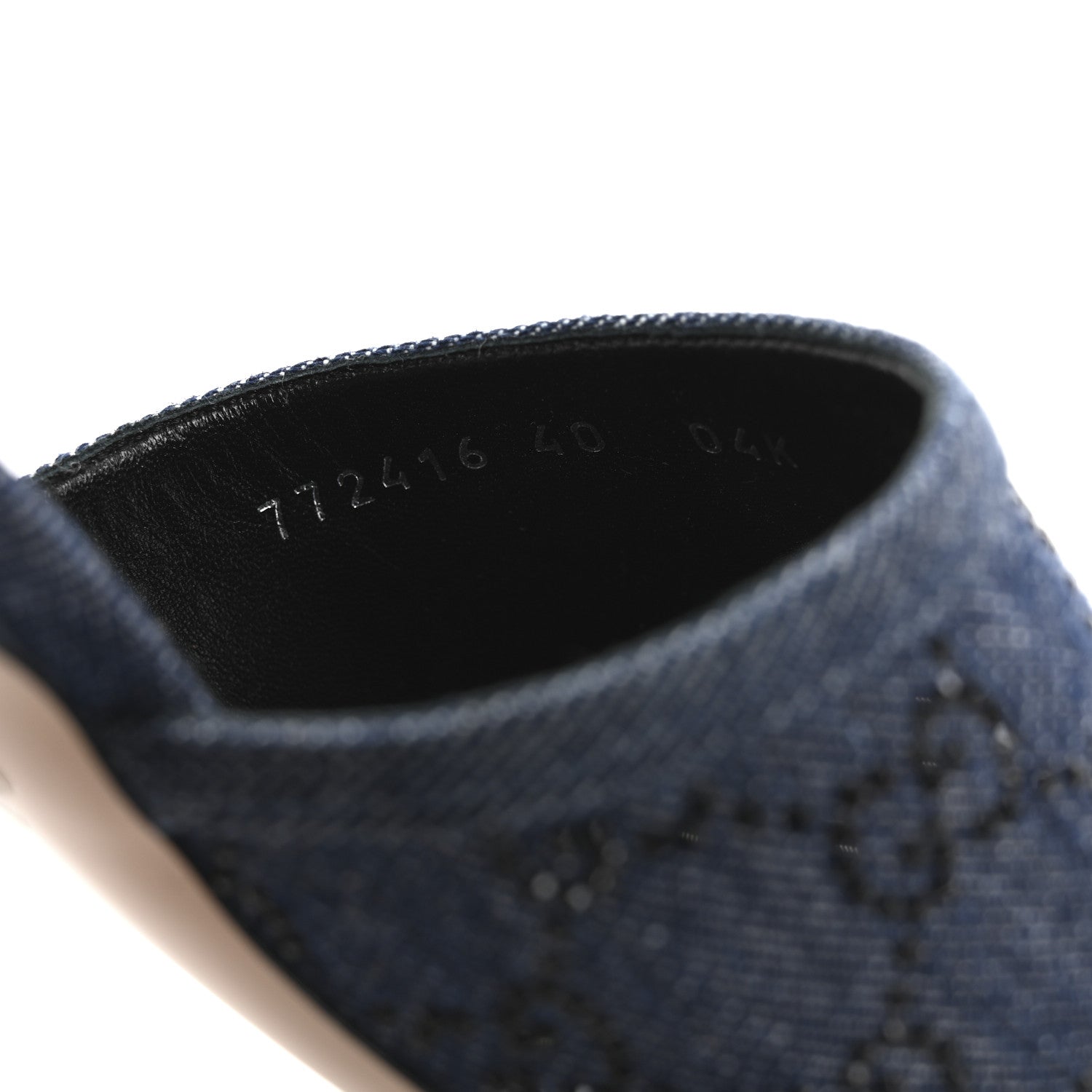 Gucci Denim Crystal GG Monogram Mules 40 Blue 9 of 9