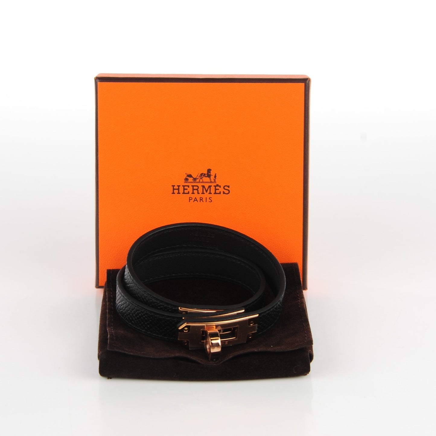 Epsom Kelly Double Tour Bracelet M Black