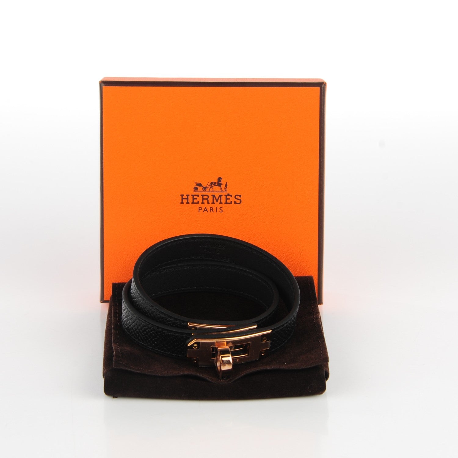Hermes Epsom Kelly Double Tour Bracelet M Black 7 of 7