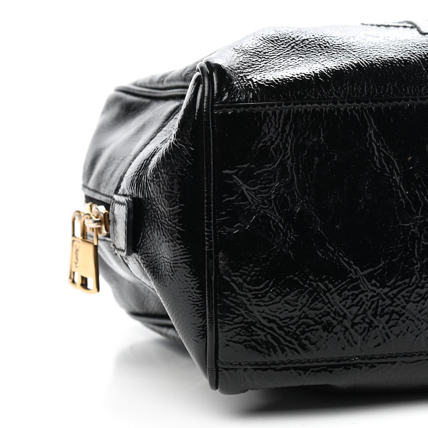 Textured Patent Mini Bag Black