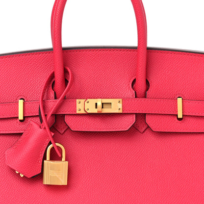 Hermes Epsom Horseshoe Birkin Sellier 25 Rose Extreme Malachite 8 of 11