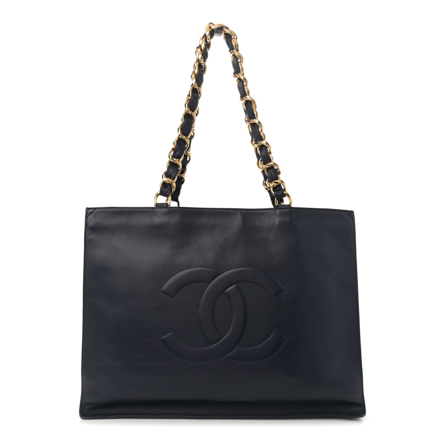 Chanel Lambskin CC Tote Navy 1 of 11