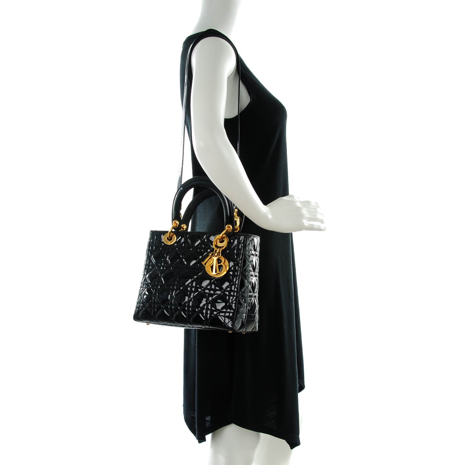 Christian Dior Patent Cannage Medium Lady Dior Black 2 of 7