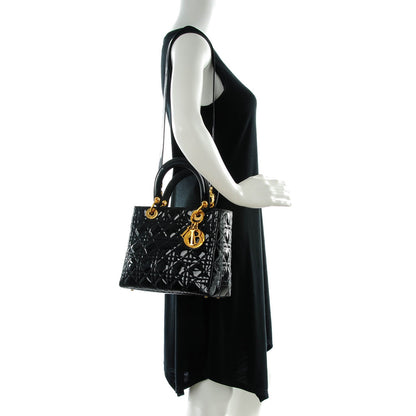 Christian Dior Patent Cannage Medium Lady Dior Black 2 of 7