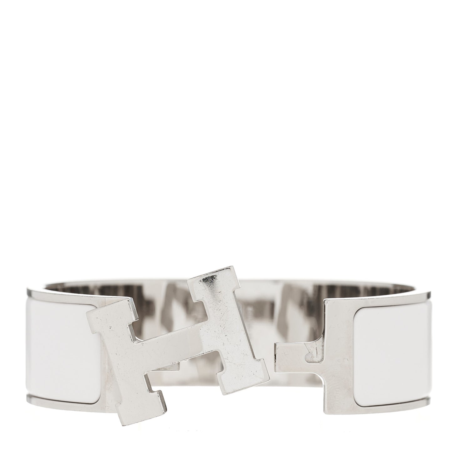 Enamel Wide Clic Clac H Bracelet GM White