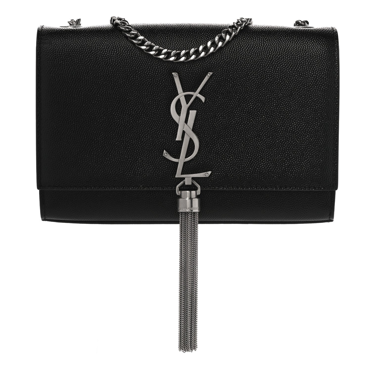 Saint Laurent Grain De Poudre Small Classic Monogram Kate Tassel Satchel Black 1 of 10
