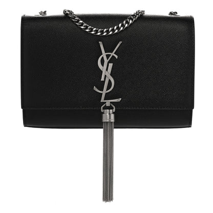Saint Laurent Grain De Poudre Small Classic Monogram Kate Tassel Satchel Black 1 of 10