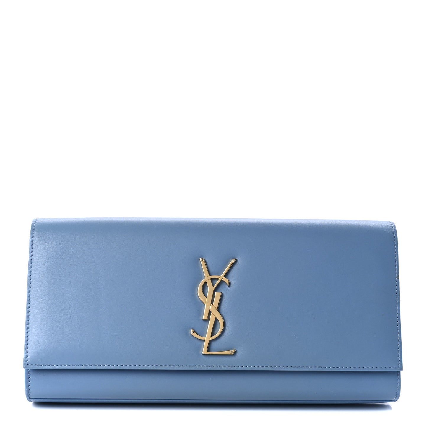 Smooth Calfskin Classic Monogram Cassandre Clutch Blue Glacier