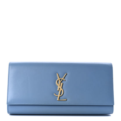 Saint Laurent Smooth Calfskin Classic Monogram Cassandre Clutch Blue Glacier 1 of 9