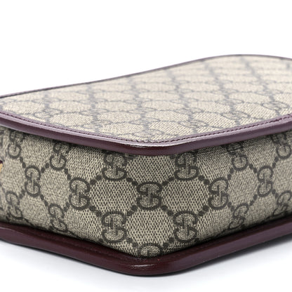 Gucci GG Supreme Monogram Textured Calfskin Retro Interlocking G Travel Pouch Beige Ebony Burgundy 9 of 11