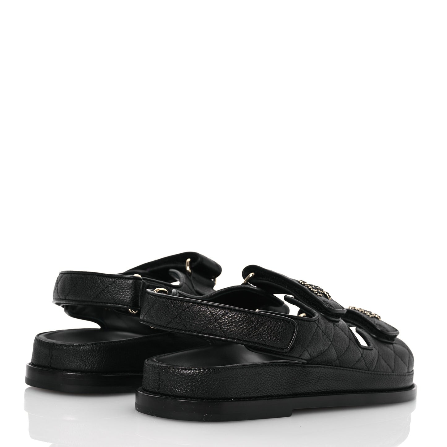 Grained Calfskin Velcro Dad Sandals 36.5 Black
