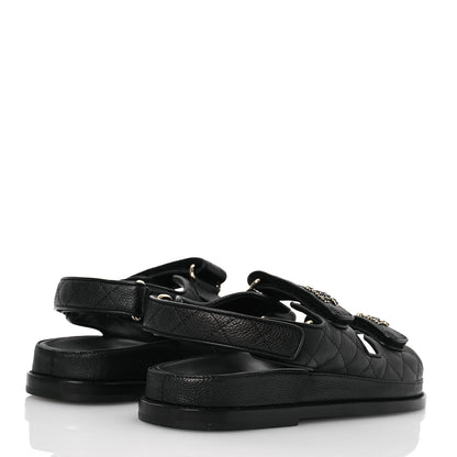 Chanel Grained Calfskin Velcro Dad Sandals 36.5 Black 4 of 9