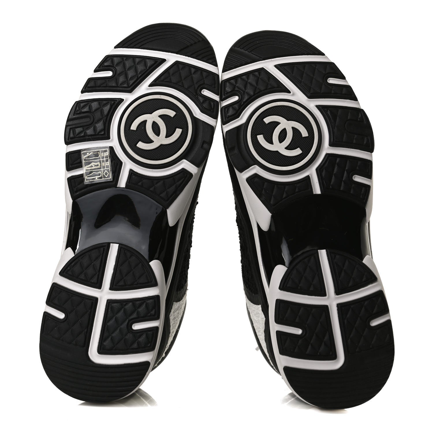 Chanel Tweed Suede Calfskin CC Sneakers 40 Black White 7 of 9