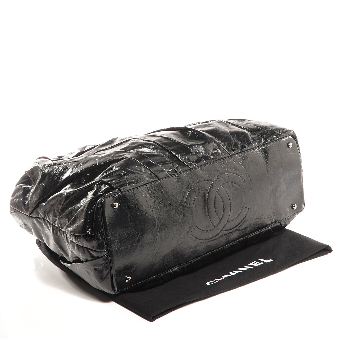 Glazed Calfskin Twisted Camera Case Black
