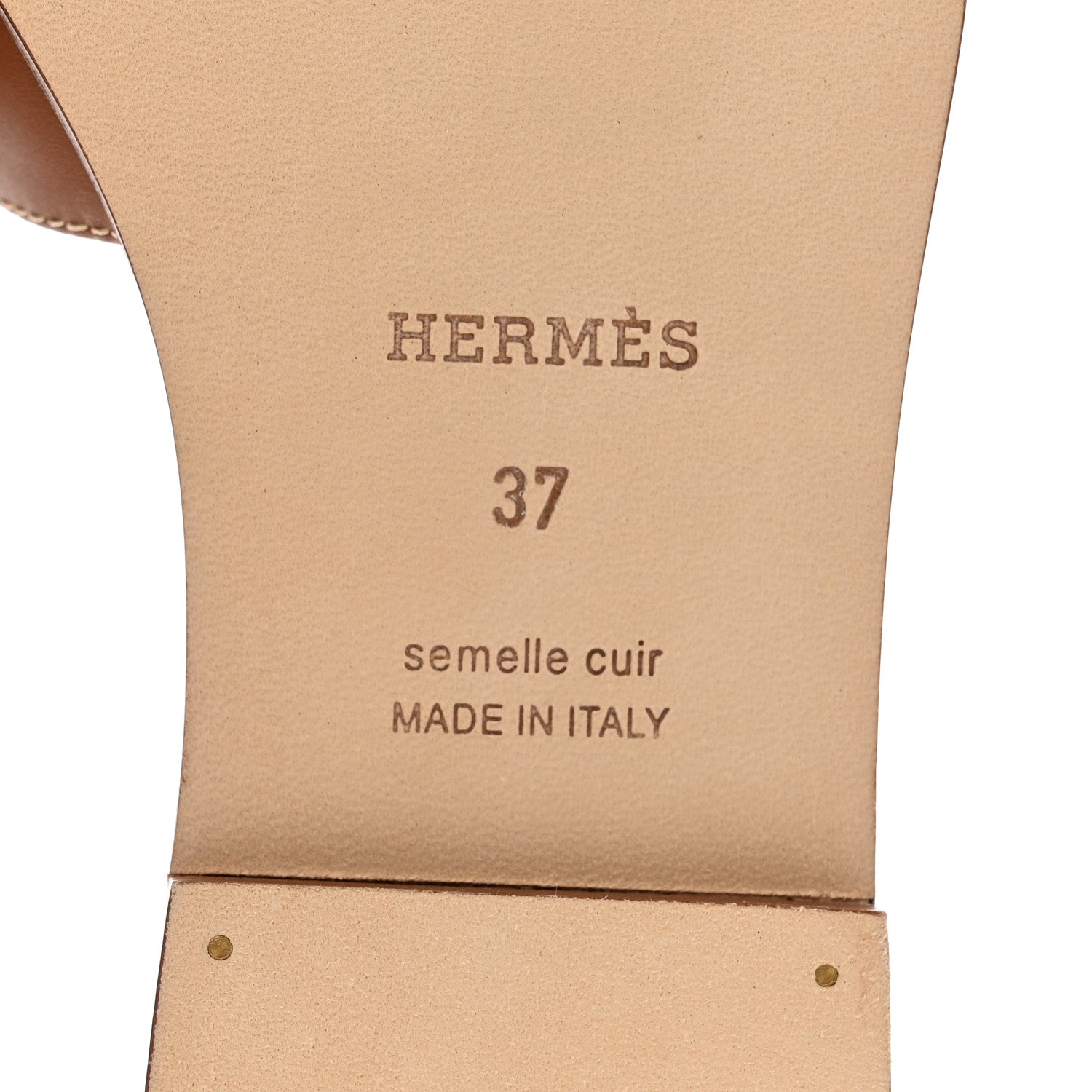 Hermes Box Calfskin Oran Sandals 37 Gold 6 of 8