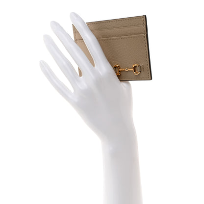 Gucci Textured Dollar Calfskin Horsebit 1955 Card Holder Beige 2 of 8