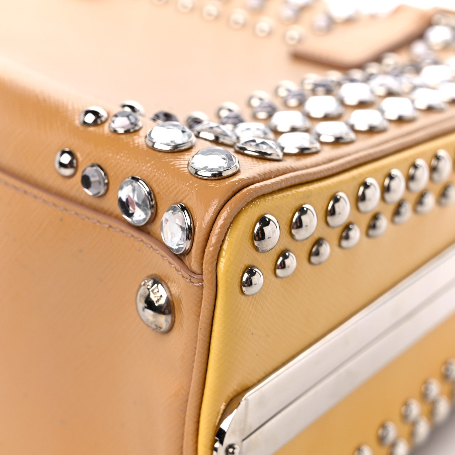 Prada Saffiano Vernice Crystal Bag Cammeo 10 of 16