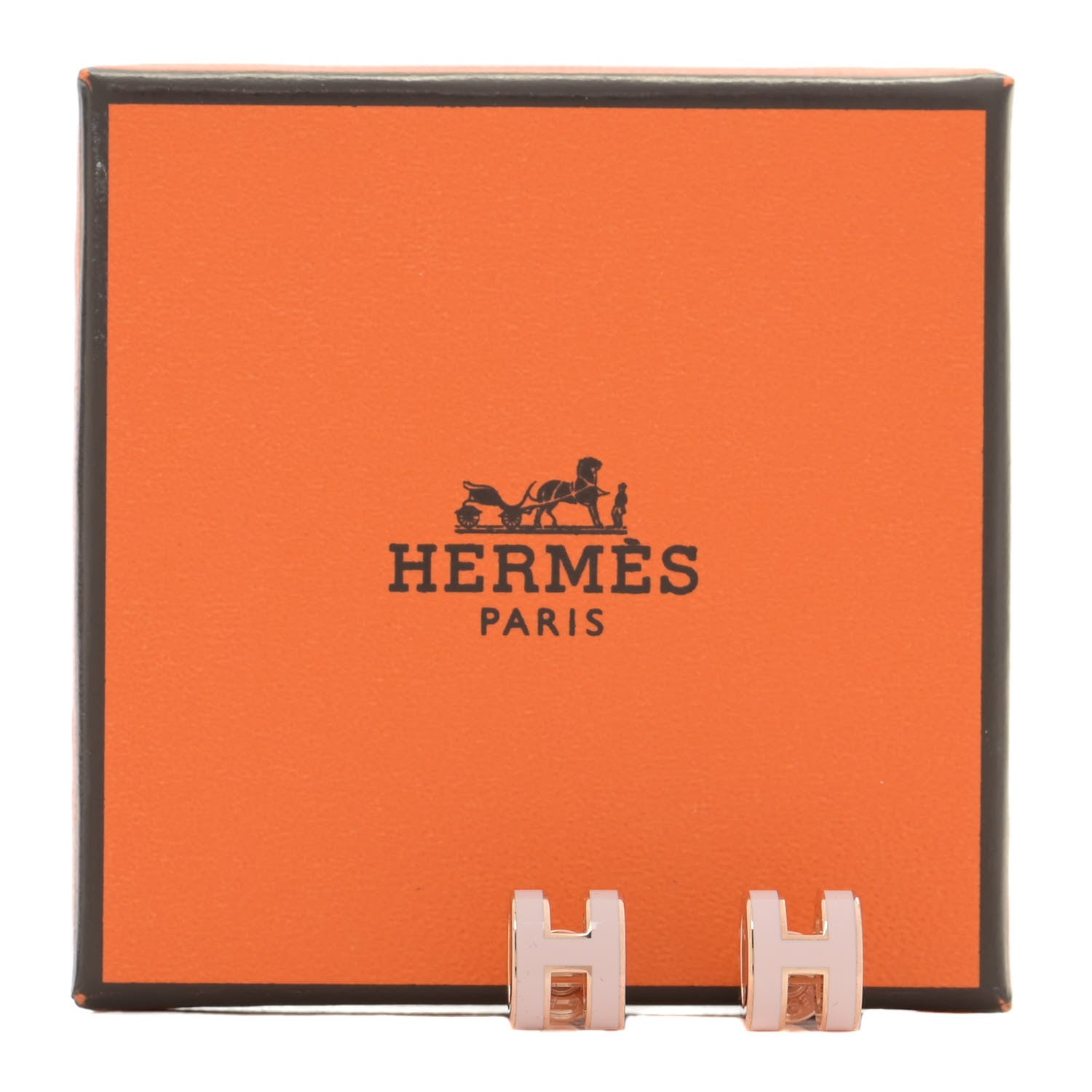 Hermes Rose Gold Lacquered Mini Pop H Earrings Rose Dragee 7 of 7