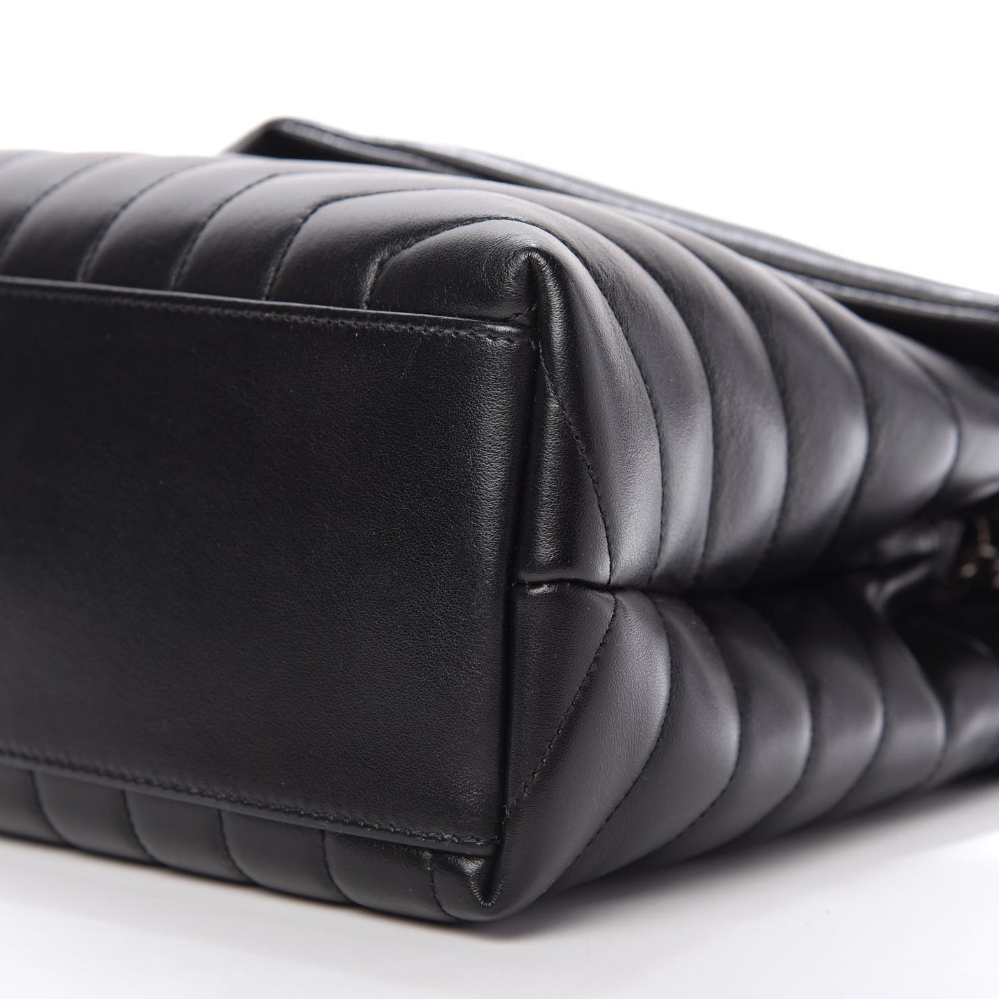 Calfskin Y Quilted Monogram Medium Loulou Chain Satchel Black