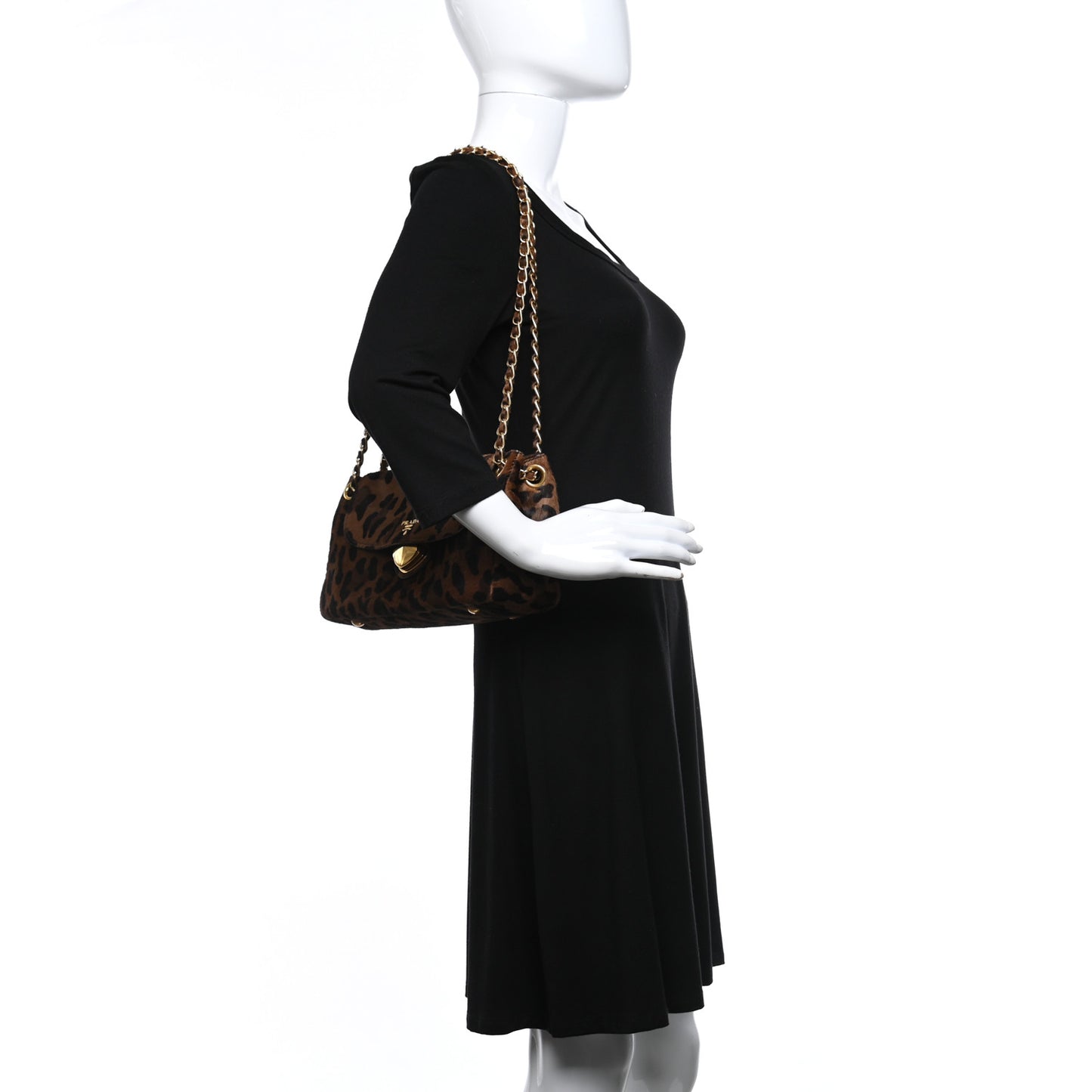 Cavallino Leopard Print Shoulder Bag Cammello