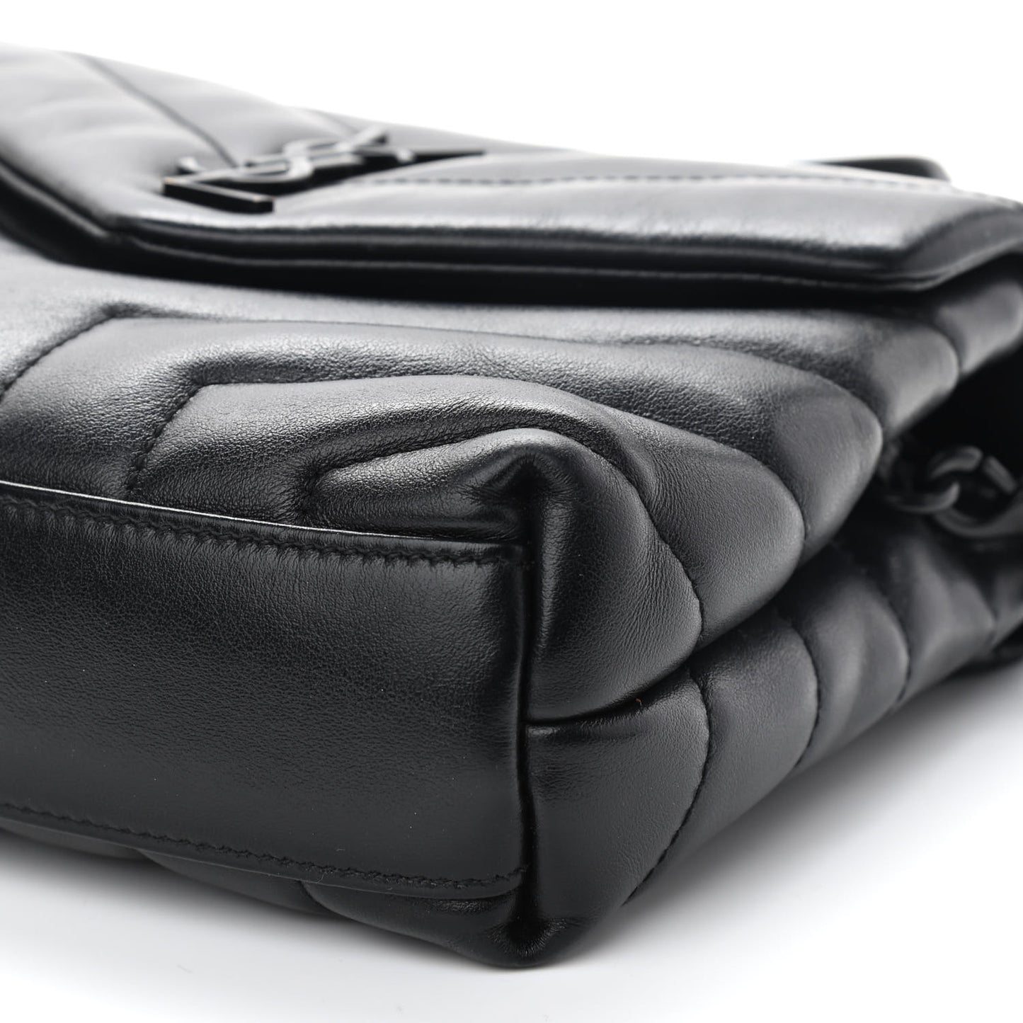 Calfskin Y Quilted Monogram Toy Loulou Crossbody Bag Black