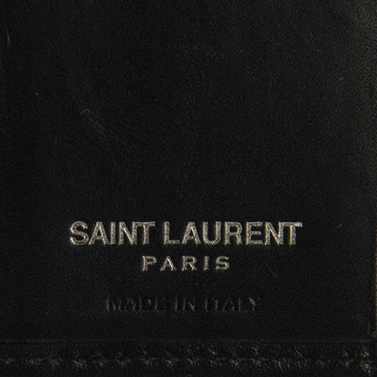 Saint Laurent Grain De Poudre Matelasse Chevron Monogram Compact Wallet Black 6 of 7