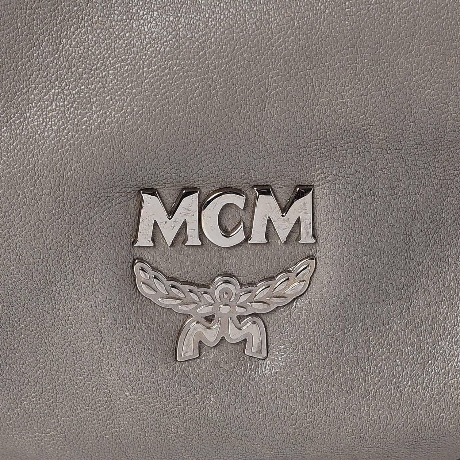 MCM Calfskin Monogram Shoulder Bag Taupe 6 of 23