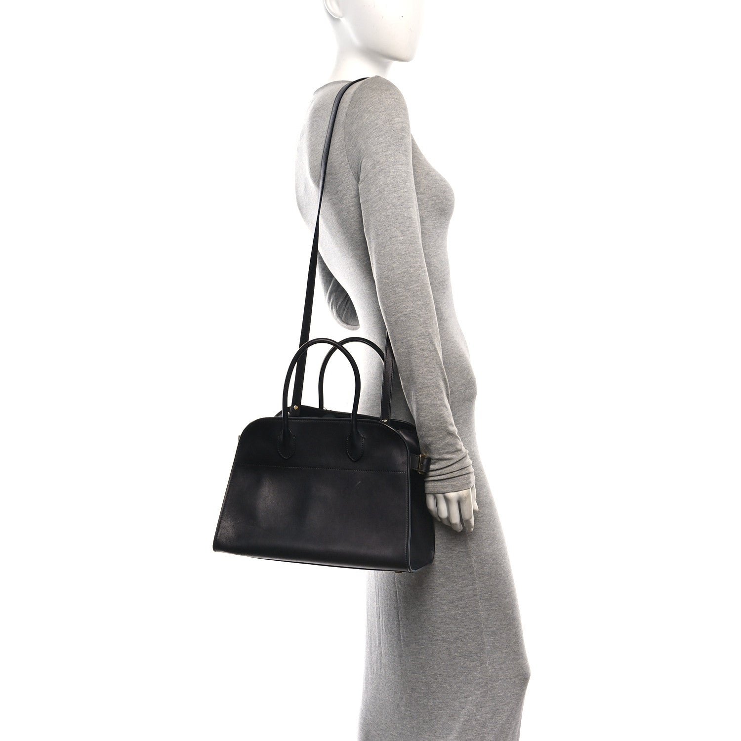 The Row Polished Saddle Calfskin Soft Margaux 12 Black 2 of 9