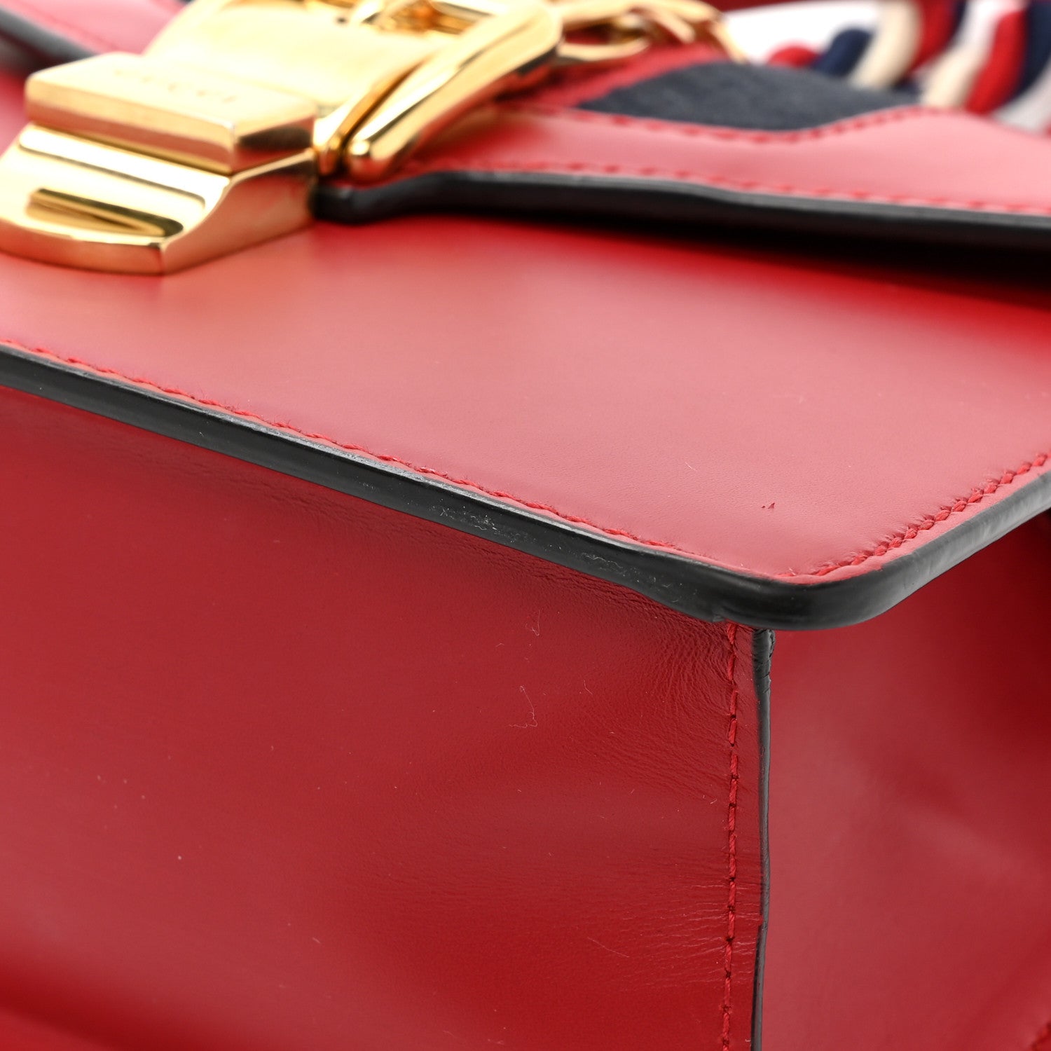 Gucci Calfskin Mini Sylvie Top Handle Bag Hibiscus Red 11 of 13