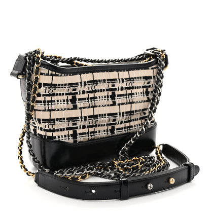 Chanel Tweed Calfskin Quilted Small Gabrielle Hobo Black Multicolor 2 of 8